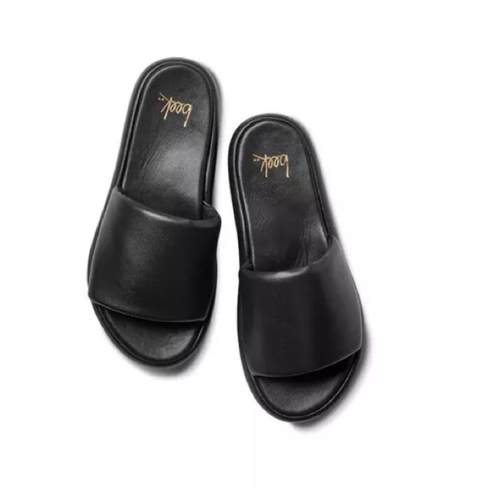 Beek Trumpeter Slide Sandals - Black Leather - Picture 3 of 4